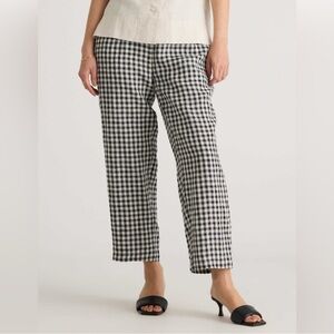 Quince Black and White Checkered Women's Linen Pants